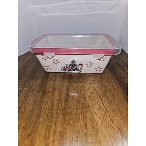 Temp-tations By Tara 12 Oz Mini Loaf Bakeware "Holiday" Stoneware.